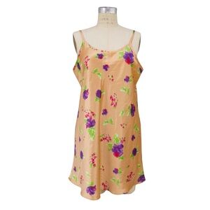 Gilligan & O'Malley Satin Chemise Vintage 1990s- Pink with Purple Floral